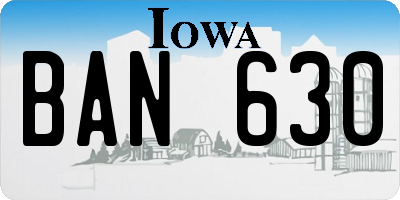 IA license plate BAN630