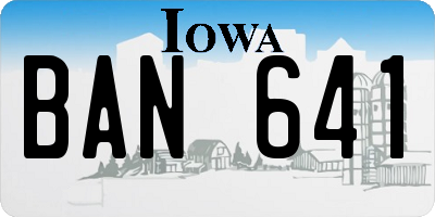 IA license plate BAN641