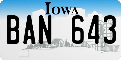 IA license plate BAN643