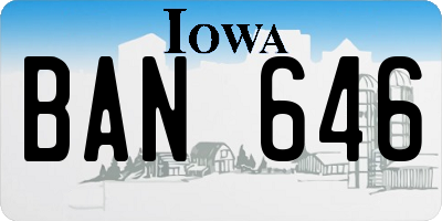 IA license plate BAN646