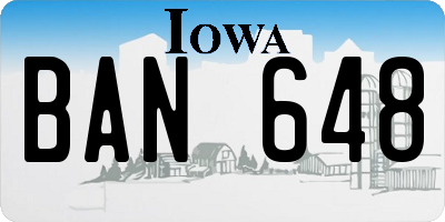 IA license plate BAN648