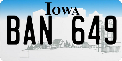 IA license plate BAN649
