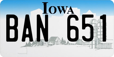 IA license plate BAN651