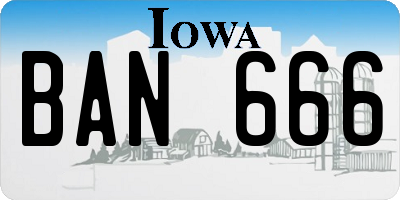 IA license plate BAN666