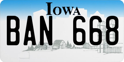 IA license plate BAN668