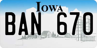 IA license plate BAN670