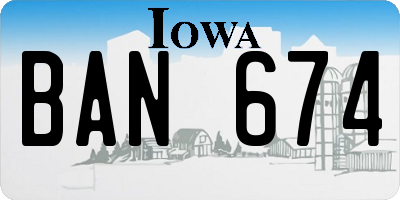 IA license plate BAN674