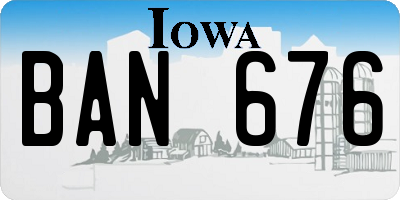 IA license plate BAN676