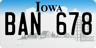 IA license plate BAN678