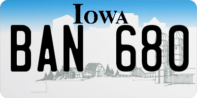 IA license plate BAN680
