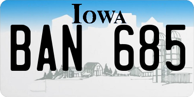 IA license plate BAN685