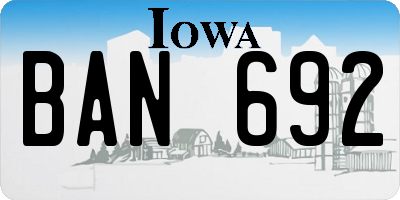IA license plate BAN692