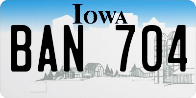 IA license plate BAN704