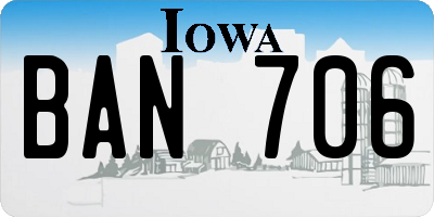 IA license plate BAN706