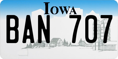 IA license plate BAN707