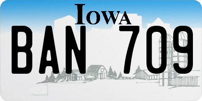 IA license plate BAN709