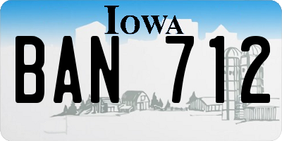 IA license plate BAN712
