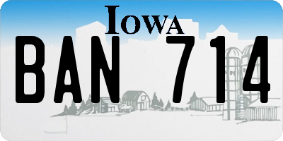 IA license plate BAN714