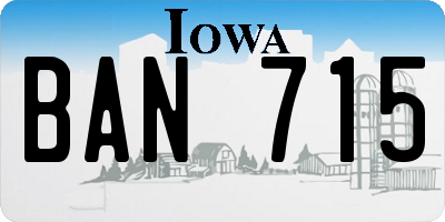 IA license plate BAN715