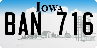 IA license plate BAN716