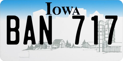 IA license plate BAN717