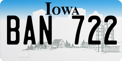 IA license plate BAN722