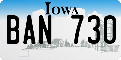 IA license plate BAN730