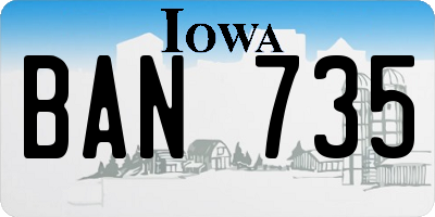 IA license plate BAN735