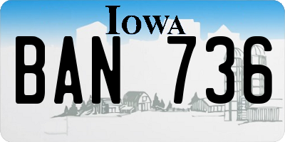 IA license plate BAN736