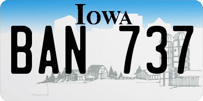 IA license plate BAN737