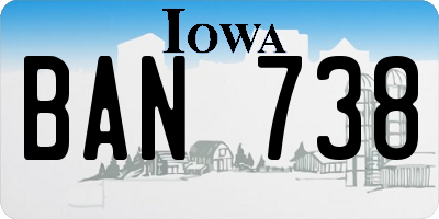 IA license plate BAN738