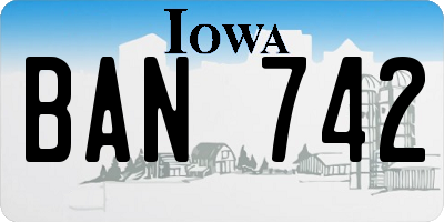 IA license plate BAN742