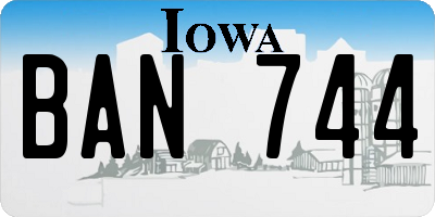 IA license plate BAN744