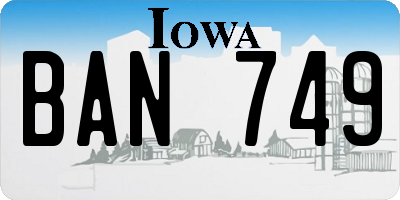 IA license plate BAN749