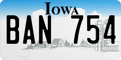 IA license plate BAN754