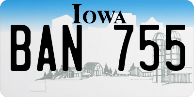IA license plate BAN755