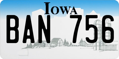 IA license plate BAN756