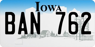 IA license plate BAN762