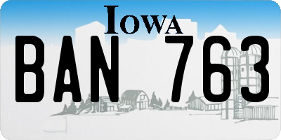 IA license plate BAN763