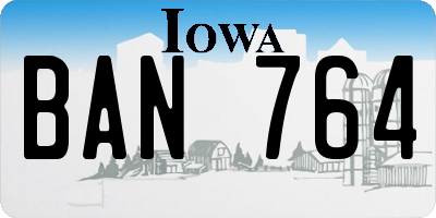IA license plate BAN764