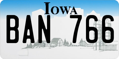 IA license plate BAN766