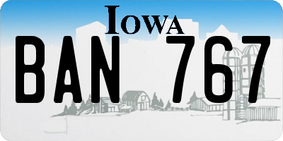IA license plate BAN767