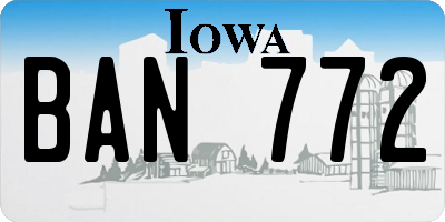 IA license plate BAN772