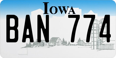 IA license plate BAN774