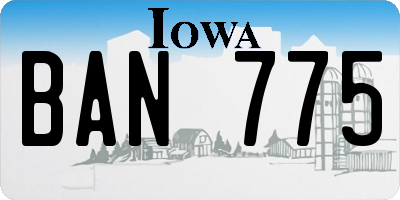 IA license plate BAN775