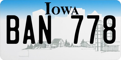 IA license plate BAN778