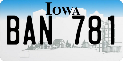 IA license plate BAN781