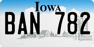 IA license plate BAN782