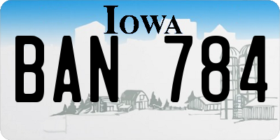 IA license plate BAN784