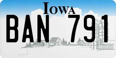 IA license plate BAN791
